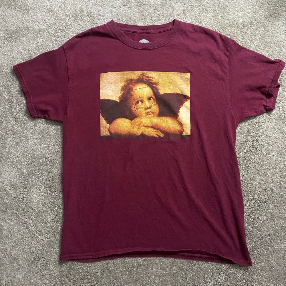 Burgundy Graphic Mens L T-Shirt